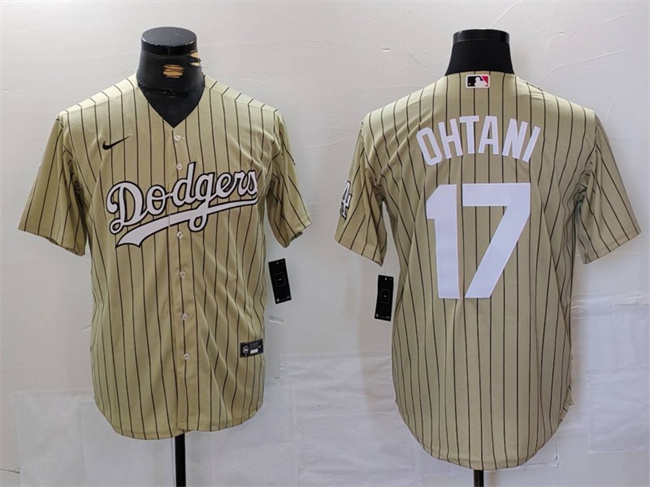Men's Los Angeles Dodgers #17 Shohei Ohtani Cream Cool Base Stitched Jersey